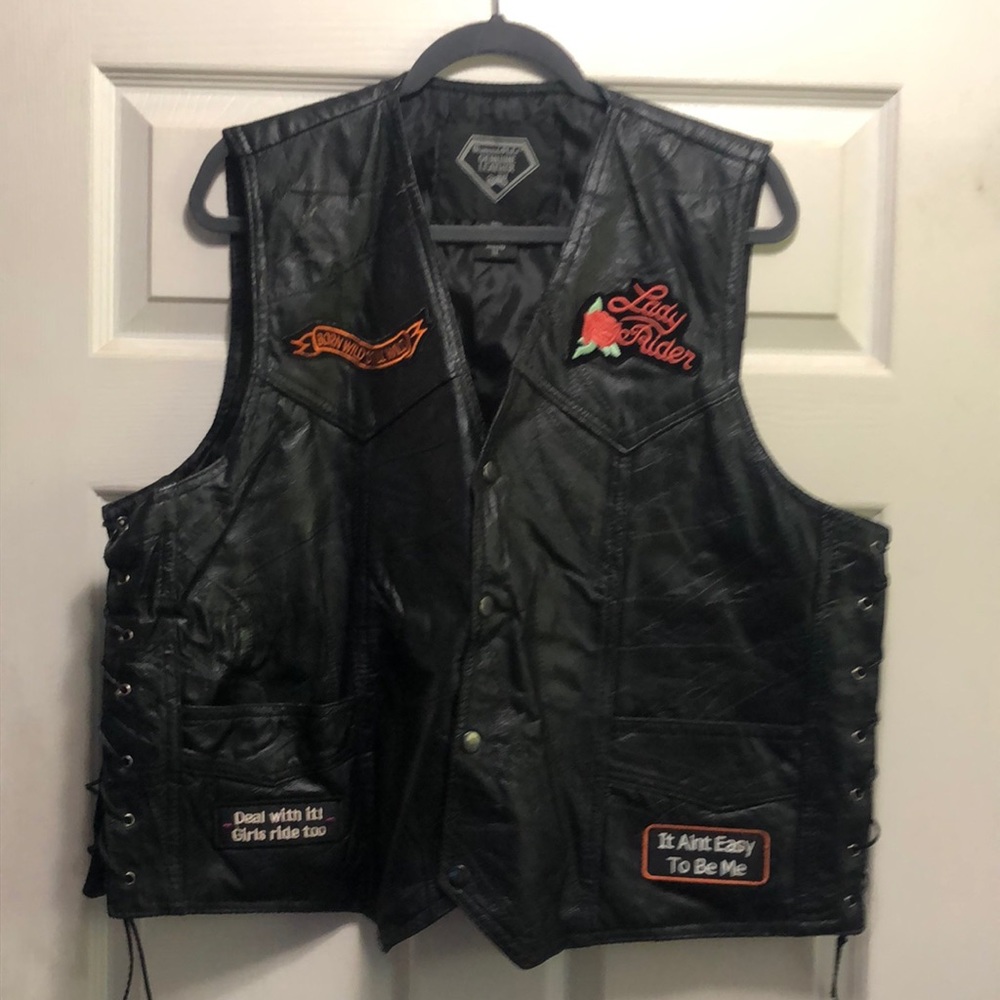 Leather Riding Vest with patches